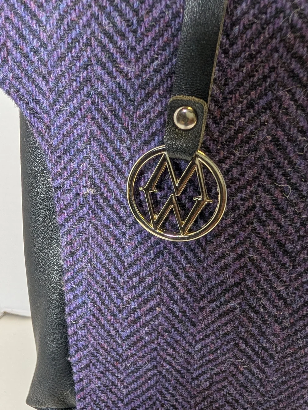 Mucros Weavers Emily Tweed Handbag - Purple Herringbone Wool Authentic Irish